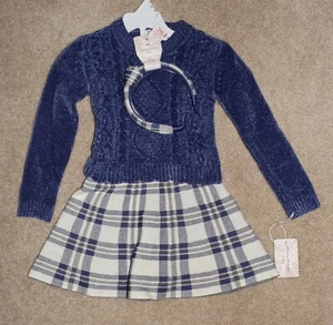 New Girls Tommy Bahama Sweater Skirt Headband Outfit Set XS 4 - Picture 1 of 2