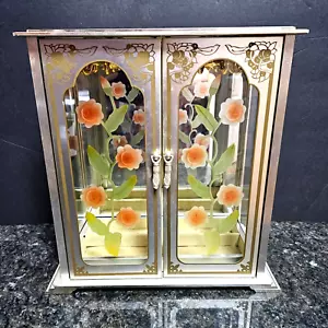 Vintage Metal Jewelry Box w/Mirror, Double Carousel & Glass Doors & Storage Tray - Picture 1 of 12