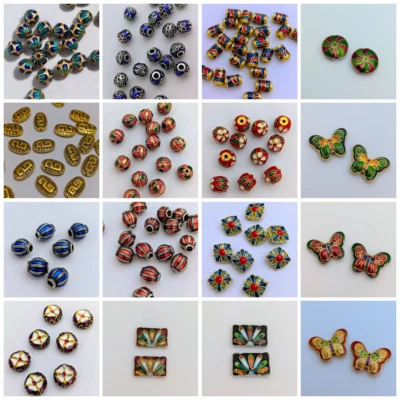 Metal Beads, Cloisonne Beads, Enamelled Beads, 16 Choices - Image 1 of 4