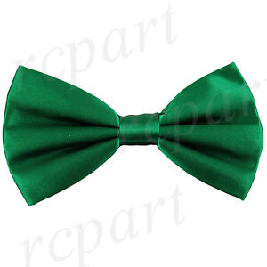 New in box men's pre-tied bowtie 100% silk Emerald green solid formal wedding 