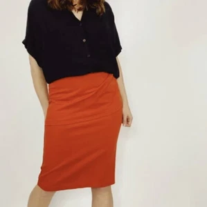 CAbi Burnt Orange Overlay Wrap Pencil Skirt Womens 6 Knee Length Career - Picture 1 of 4