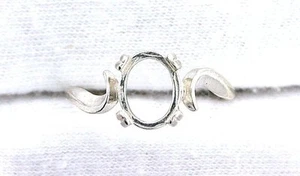 Sterling Silver 7x5 Oval Cab Cabochon Ring Mounting Size 8 - Picture 1 of 3