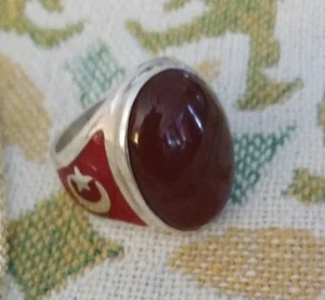 Islamic Muslim (Carnelian) Ring in Sterling Silver . - Picture 1 of 2