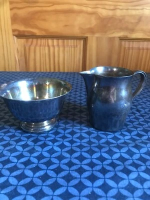 Silverplate Wm Rogers Paul Revere Reproduction 4" Bowl.  3" Pitcher Creamer - Image 1 of 4