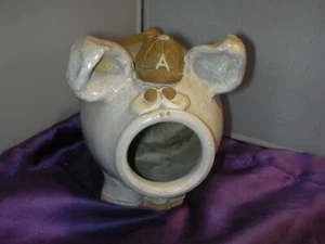 Hand made Pig Piggy Coin Bank art Statue Black Rock Pottery Ceramic Stoneware - Picture 1 of 9