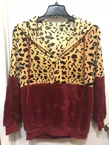 Sherpa Oversized Pullover Hood SM Fuzzy Fleece Sweatshirt W/Pockets Women's New - Picture 1 of 5