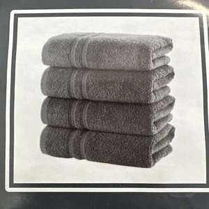 Asciugamani a mano in lino grigio fresco confezione da 4 16 x 29 cotone turco qualità premium - Foto 1 di 3