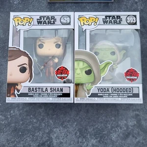 Funko Pop! Star Wars #393 Yoda(Hooded) + #429 Bastila Shan EB Exclusive - Picture 1 of 6
