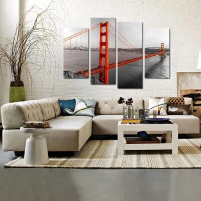 Arte de pared de lienzo con panel de 4 piezas puente Golden Gate de San Francisco California EE. UU. Foto 1 de 2