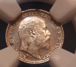 1905 NGC MS 64+ Edward VII 1 one Pence Great Britain Silver Coin  - Picture 1 of 3