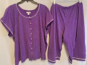Womens Celestial Dreams Pajamas, Short Sleeve/Capri Length, Purple, Buttons, 3X - Picture 1 of 7