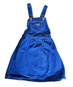 Osh Kosh B’Gosh Baby Girls Blue Denim Overall Dress Jean Sz 6 100% Cotton USA - Picture 1 of 7