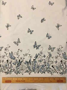 56” wide Butterfly 🦋 Bordered polyester/spandex stretch fabric BTY - Picture 1 of 1