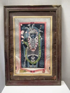 Antique Nathdwara Pichwai Painting Srinathji On Paper With Wooden Frame Rare "45 - Picture 1 of 5