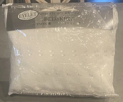 Falda de cama con ojales blanca tamaño completo nueva en stock conjuntos caseros americanos hechos en EE. UU. Foto 1 de 4