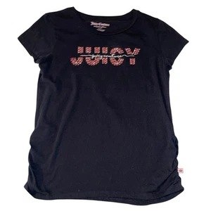 Juicy Couture Girls Rhinestone Logo Short Sleeve Black TShirt Size XL (16) EUC - Picture 1 of 7