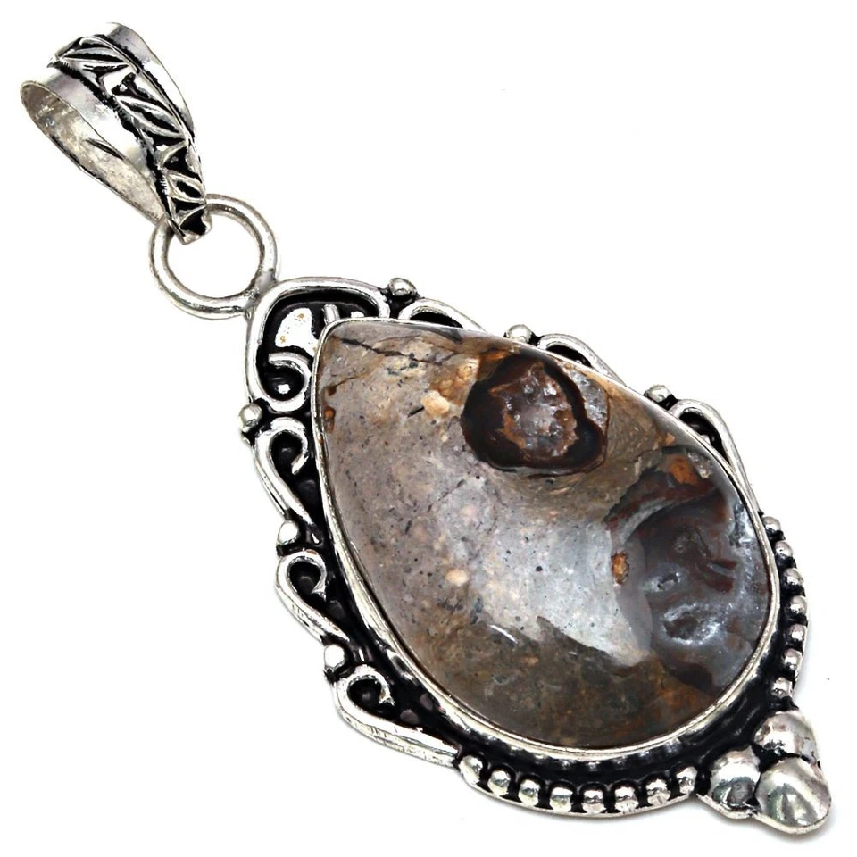 Colgante Piedras Preciosas de Calcedonia de Roca Hecho a Mano Día de la Madre Joyería de Plata 2.5" Foto 1 de 1