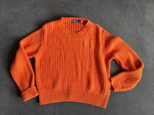 Polo Ralph Lauren Jumper Womens Orange XXL Chunky Knit Cotton/linen/Silk FLAW - Picture 1 of 9