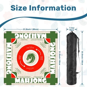 Kräftige rote und grüne Mahjong Matte Tischdecke, Größe 30x30  - Bild 1 von 7
