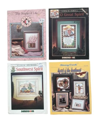 Southwest Native American Cross Stitch Lot – 4 Booklets Spirit & Desert Vintage - Image 1 of 2