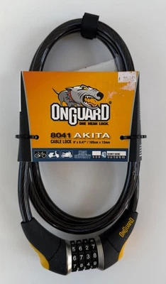OnGuard Akita 8041 Cable Bicycle Lock 6' x 12mm Heavy Duty BRAND NEW Cycle ATV - Image 1 of 3