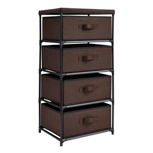 4-Tier Closet Dresser with Drawers - Clothes Organizer and Storage (Dark Brown) - Picture 1 of 10
