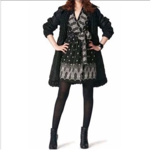 Anna Sui x Target schwarz 100% Seide Wickelkleid Gr. XS ärmellos Boho Mini Cocktail - Bild 1 von 9