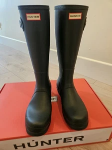 NEU HUNTER GRÖSSE 13 HERREN ORIGINAL HOHE REGENSTIEFEL WASSERDICHT DUNKELOLIV  - Bild 1 von 11