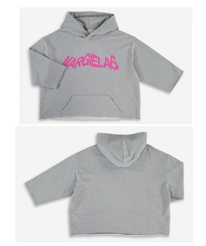 Felpa con cappuccio MM6 MAISON MARGIELA BAMBINO RAGAZZA LOGO COTONE GRIGIO JERSEY TAGLIA 14 ANNI