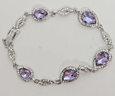 Givenchy Bracelet w/ purple & clear crystal-type stones, Chunky, Statement piece - Image 1 of 4