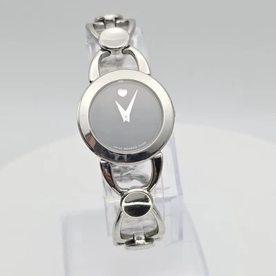 Reloj para mujer MOVADO 'Rondiro' 0606796 hecho en Suiza acero inoxidable esfera negra 7" Foto 1 de 4