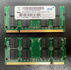 PQI Matched Pair Set of 2x 1GB DDR2 SODIMM PC2-5300 667 MHz RAM MECDR401LA0106 - Picture 1 of 6