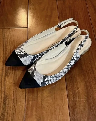 J Crew Estampado Serpiente Gamuza Puntera Cuero Cordones Brillo Tacón Mujer’s Talla 9 Foto 1 de 4