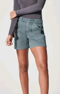 Spanx Twill Pull-On Shorts bauchformend Stretch Damen klein grau 6" Schrittlänge - Bild 1 von 5