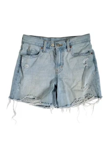 Pantaloncini jeans Old Navy Slouchy dritti vita alta denim taglio taglia 0 blu chiaro - Foto 1 di 6