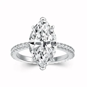 3,5 kt Verlobungsring im Marquiseschliff, simulierter Diamantring, 925 Sterlingsilber... - Bild 1 von 6