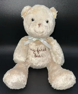Carter’s My First Bear Plüsch beige hellbraun grün Satinschleife 11 Zoll Carters - Bild 1 von 8