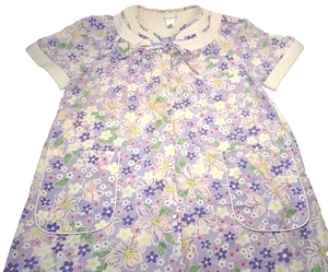 Vtg Fundamentals House Coat Robe Women's M Snap Front Floral Quilted Trim - Picture 1 of 9