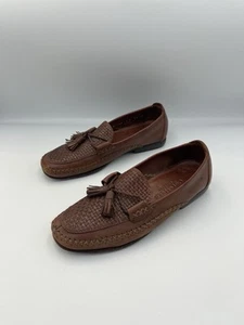 Cole Haan Country Brown Woven Leather Tassle Stitch Loafers D11198 Womens 7B - Picture 1 of 10
