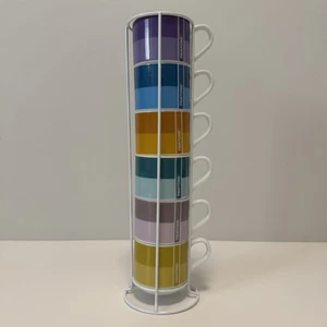 Aesthetic Pantone Set Of 6 Stackable Espresso Coffee Cups 3.5 Oz. Open Box READ - Picture 1 of 10