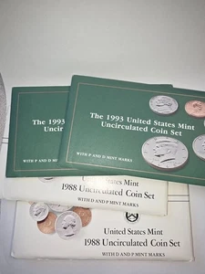 United States Mint Uncirculated Coin Sets P & D 1988, 1993 Sealed Read Details - Picture 1 of 4