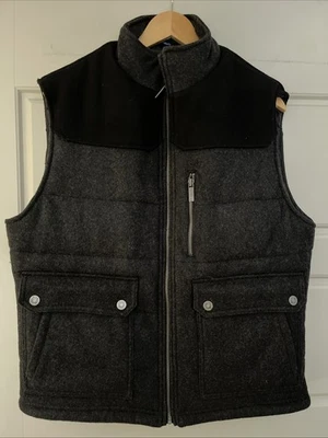 Kenneth Cole Reaction Winter Vest Jacket Men M Charcoal Gray Black Wool Blend - Image 1 of 4