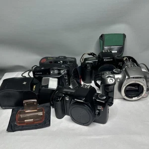 Canon Film & Digital Camera Lot with Flash – Untested As-Is - Picture 1 of 11