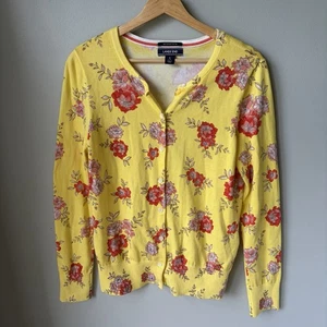 Lands End Primrose gelbe geblümte Strickjacke Damengröße Small 6-8 Knopfleiste - Bild 1 von 5