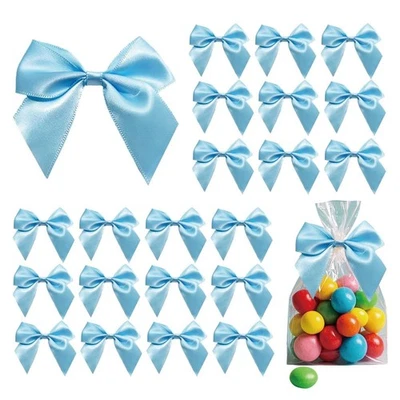 50 шт. синих бантов для галстука, 2,7x2,5 дюйма, двусторонняя лента, сумки для лакомств - Изображение 1 из 4