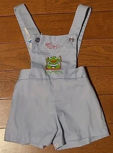 Vtg Thomas Baby KERMIT The FROG Embroidered Jumper Romper Overalls 18 Months - Picture 1 of 7