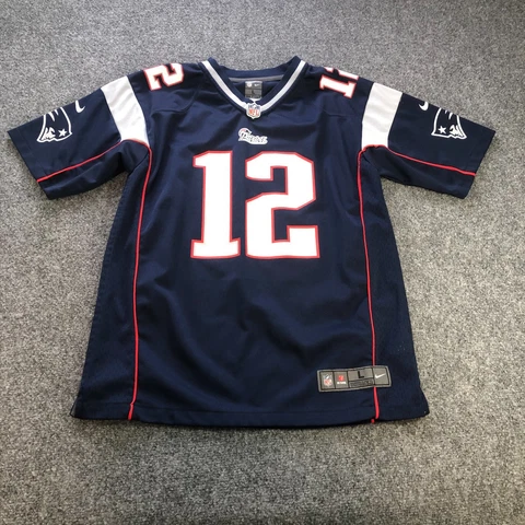 Nike Jersey Boys Large Blue Tom Brady 12 New England Patriots On Field NFL Cover