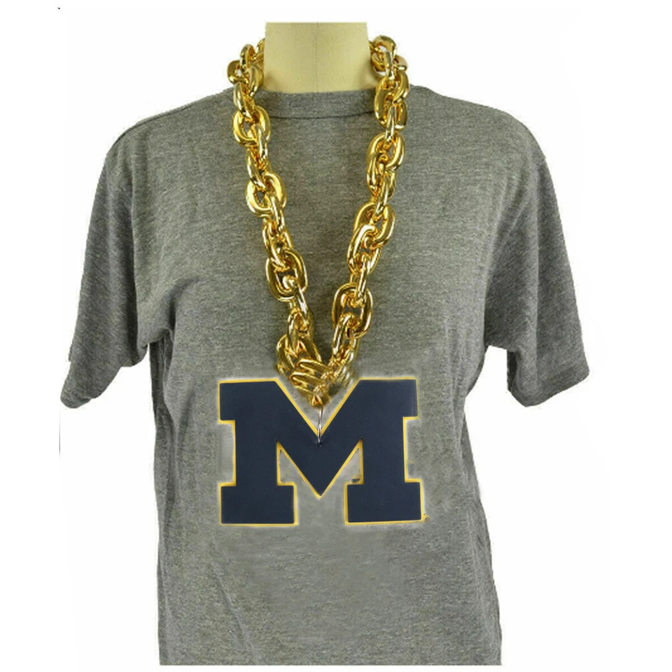 FANFAVE New NCAA Michigan Wolverines Fan Chain Jumbo Necklace Foam Made in USA
