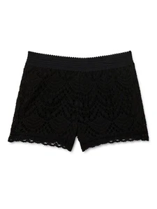 Wonder Nation Girls Crochet Shorts, Black Soot - Picture 1 of 2