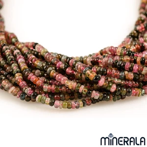 [WHOLESALE] NATURAL TOURMALINE GEMSTONE RONDELLE 3.5-4.5mm BEADS 15.5" STRAND - Picture 1 of 3